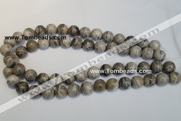 CSL14 15.5 inches 14mm round silver leaf jasper beads wholesale