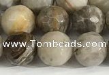 CSL159 15.5 inches 10mm faceted 

round sliver leaf jasper beads