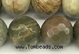 CSL174 15 inches 12mm faceted round silver leaf jasper gemstone beads