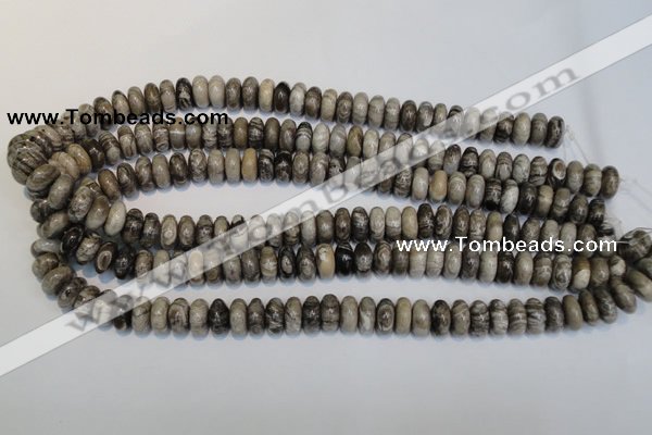 CSL19 15.5 inches 6*12mm rondelle silver leaf jasper beads wholesale