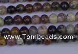 CSL210 15.5 inches 4mm round black silver leaf jasper beads