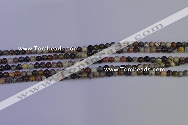 CSL210 15.5 inches 4mm round black silver leaf jasper beads