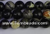 CSL212 15.5 inches 8mm round black silver leaf jasper beads