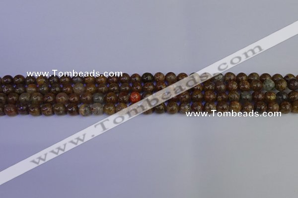 CSL220 15.5 inches 4mm round gold leaf jasper beads wholesale