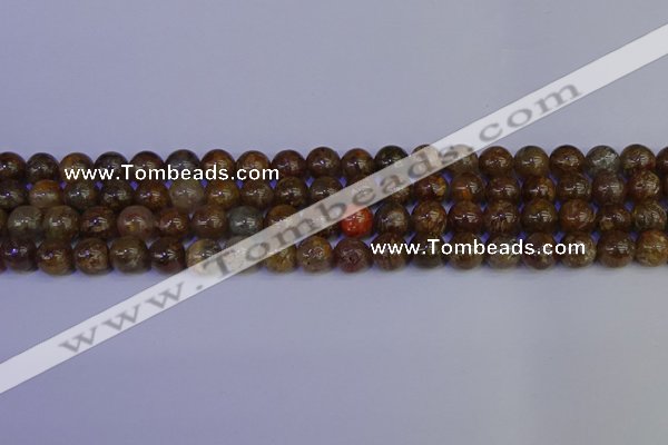 CSL222 15.5 inches 8mm round gold leaf jasper beads wholesale