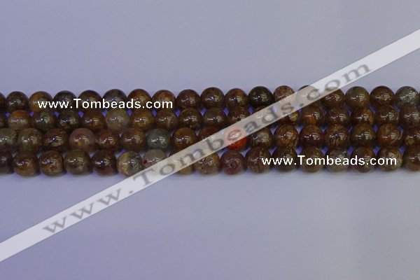 CSL223 15.5 inches 10mm round gold leaf jasper beads wholesale