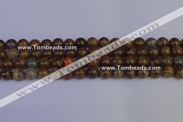 CSL224 15.5 inches 12mm round gold leaf jasper beads wholesale