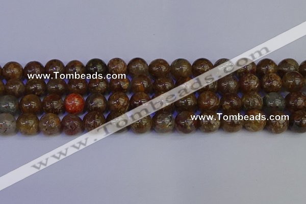 CSL225 15.5 inches 14mm round gold leaf jasper beads wholesale