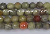 CSL230 15.5 inches 4mm faceted round silver leaf jasper beads