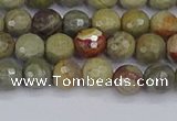 CSL231 15.5 inches 6mm faceted round silver leaf jasper beads