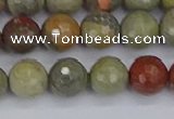 CSL232 15.5 inches 8mm faceted round silver leaf jasper beads