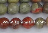 CSL233 15.5 inches 10mm faceted round silver leaf jasper beads