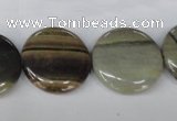 CSL32 15.5 inches 20mm flat round silver leaf jasper beads wholesale