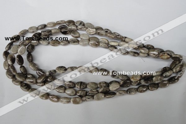 CSL40 15.5 inches 8*12mm oval silver leaf jasper beads wholesale