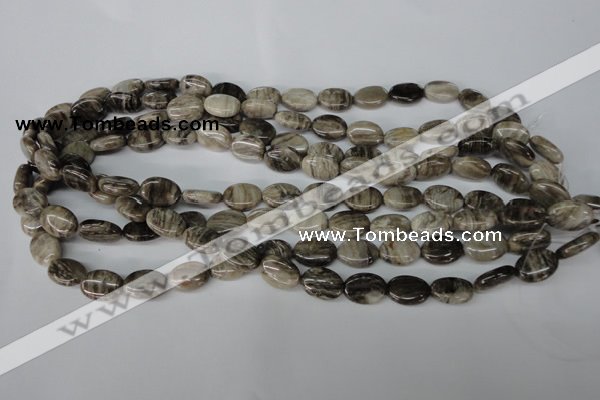 CSL41 15.5 inches 10*14mm oval silver leaf jasper beads wholesale