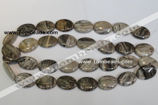 CSL45 15.5 inches 18*25mm oval silver leaf jasper beads wholesale