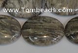 CSL46 15.5 inches 20*30mm oval silver leaf jasper beads wholesale