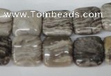 CSL52 15.5 inches 14*14mm square silver leaf jasper beads wholesale