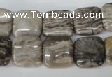 CSL52 15.5 inches 14*14mm square silver leaf jasper beads wholesale