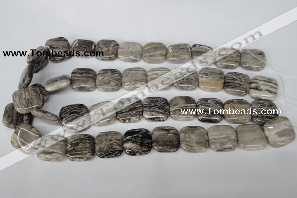 CSL55 15.5 inches 20*20mm square silver leaf jasper beads wholesale