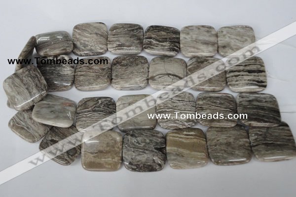 CSL57 15.5 inches 30*30mm square silver leaf jasper beads wholesale