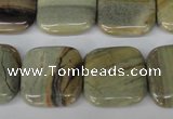 CSL60 15.5 inches 20*20mm square silver leaf jasper beads wholesale