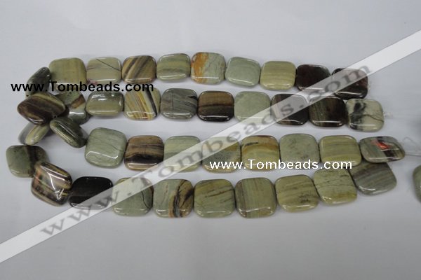 CSL60 15.5 inches 20*20mm square silver leaf jasper beads wholesale