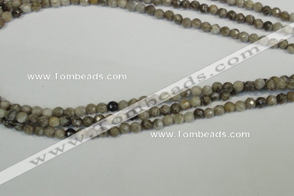 CSL90 15.5 inches 4mm faceted round silver leaf jasper beads wholesale