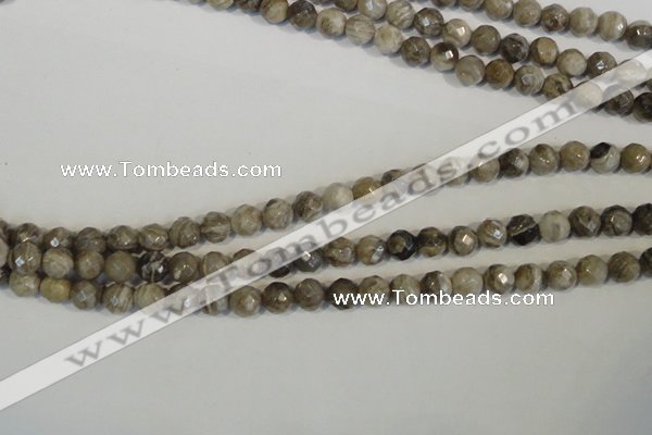 CSL91 15.5 inches 6mm faceted round silver leaf jasper beads wholesale