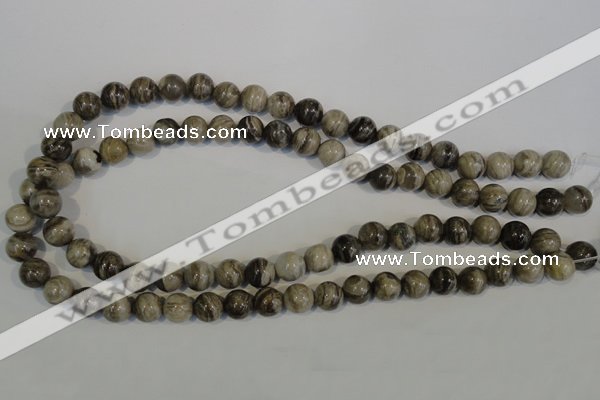 CSL92 15.5 inches 10mm round silver leaf jasper beads wholesale