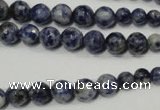 CSO310 15.5 inches 6mm – 14mm faceted round blue spot stone beads