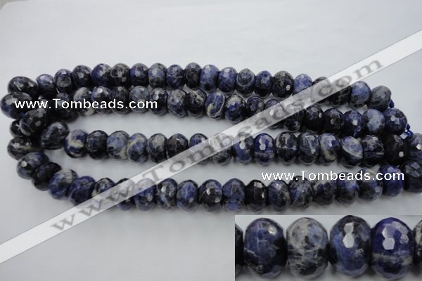 CSO355 15.5 inches 10*16mm faceted rondelle natural sodalite beads