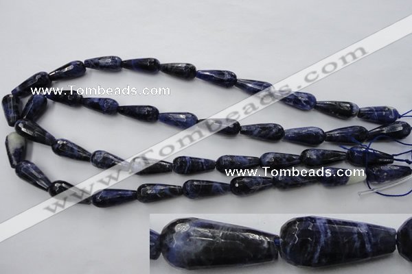 CSO365 15.5 inches 9*20mm faceted teardrop natural sodalite beads