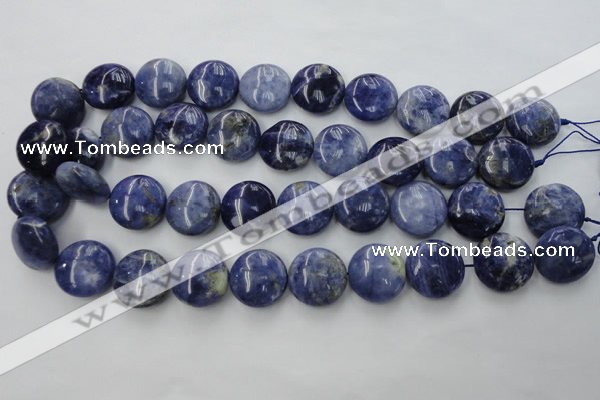 CSO380 15.5 inches 20mm flat round natural sodalite gemstone beads