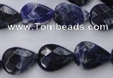 CSO385 15.5 inches 13*17mm faceted flat teardrop natural sodalite beads