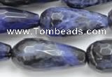 CSO39 15.5 inches 10*30mm faceted teardrop sodalite gemstone beads