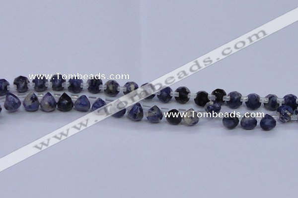 CSO450 Top drilled 7*7mm faceted teardrop sodalite gemstone beads