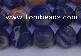 CSO525 15.5 inches 14mm round matte orange sodalite beads wholesale