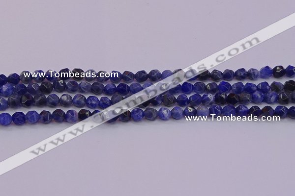 CSO551 15.5 inches 6mm faceted nuggets sodalite gemstone beads