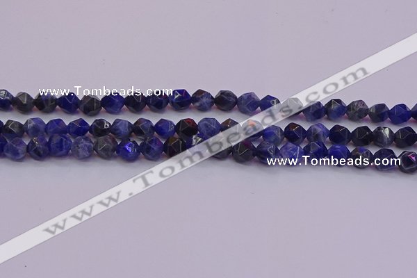 CSO552 15.5 inches 8mm faceted nuggets sodalite gemstone beads