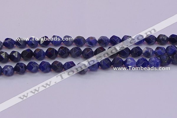 CSO553 15.5 inches 10mm faceted nuggets sodalite gemstone beads