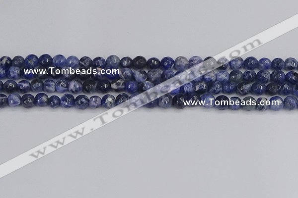 CSO559 15.5 inches 6mm faceted round sodalite gemstone beads