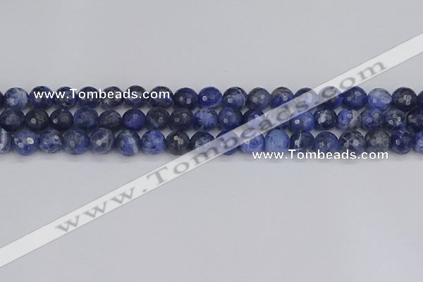 CSO560 15.5 inches 8mm faceted round sodalite gemstone beads