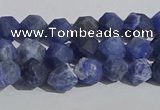 CSO565 15.5 inches 6mm faceted nuggets matte sodalite beads