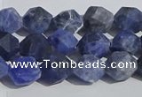 CSO566 15.5 inches 8mm faceted nuggets matte sodalite beads