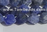 CSO567 15.5 inches 10mm faceted nuggets matte sodalite beads