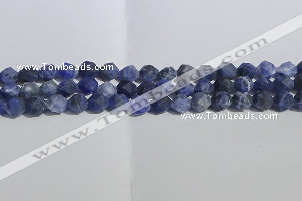 CSO567 15.5 inches 10mm faceted nuggets matte sodalite beads