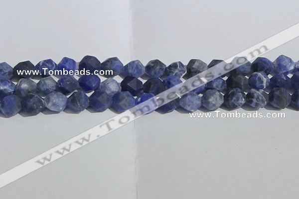 CSO568 15.5 inches 12mm faceted nuggets matte sodalite beads