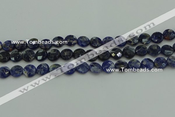 CSO706 15.5 inches 12mm faceted coin sodalite gemstone beads