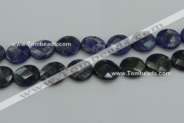 CSO711 15.5 inches 25mm faceted coin sodalite gemstone beads